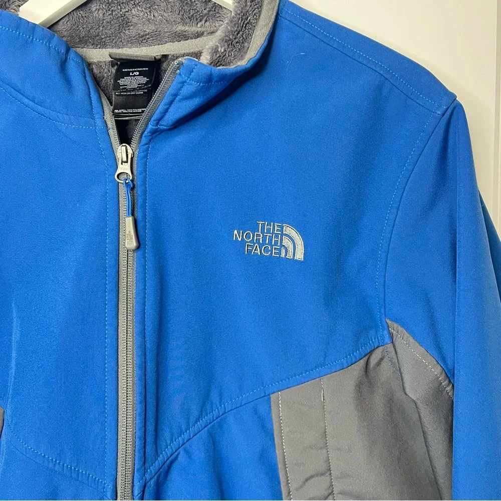 The North Face Apex Chromium Jacket Men’s Size L Blue Grey Fleece Lined outdoor